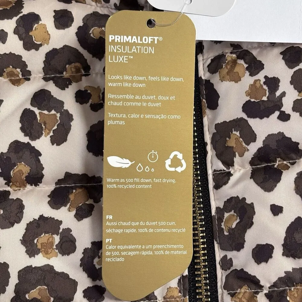 NWT Crewcuts Girls Large Reversible Leopard Puffer Vest Primaloft MSRP $98